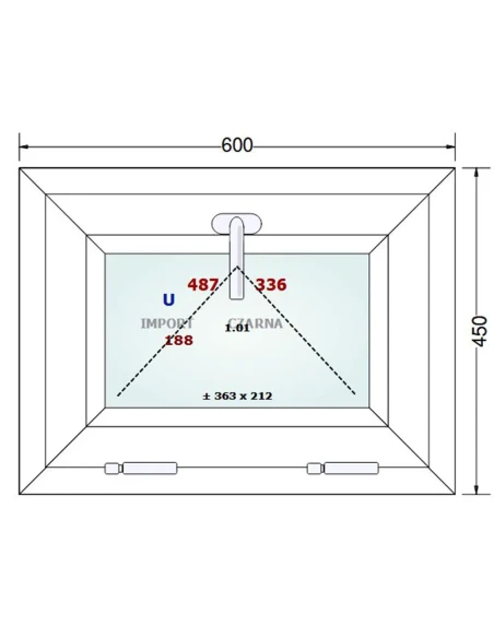 Kunststofffenster PVC Fenster 60x45 cm KIPP Gealan S 9000