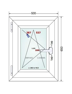 Kunststofffenster PVC Fenster 50x65 cm DREH/KIPP Gealan S 9000 2