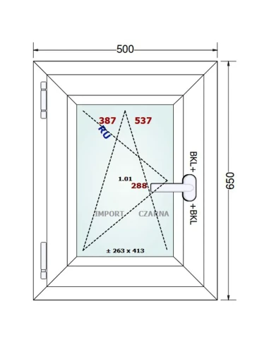Kunststofffenster PVC Fenster 50x65 cm DREH/KIPP Gealan S 9000
