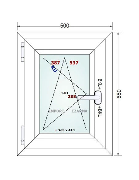 Kunststofffenster PVC Fenster 50x65 cm DREH/KIPP Gealan S 9000