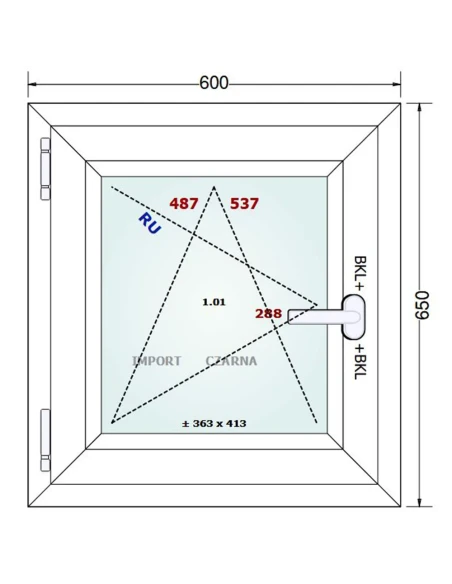 Kunststofffenster PVC Fenster 60x65 cm DREH/KIPP Gealan S 9000