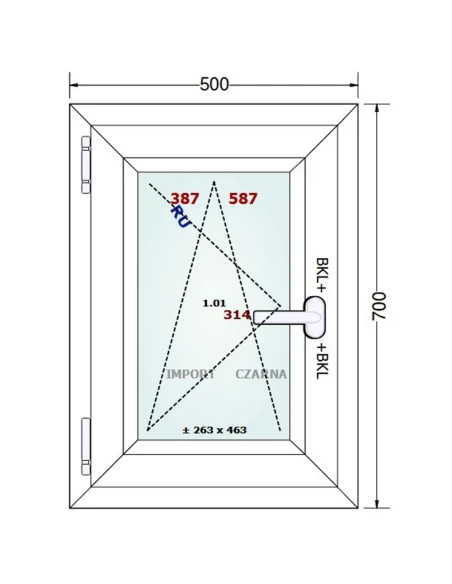 Kunststofffenster PVC Fenster 50x70 cm DREH/KIPP Gealan S 9000