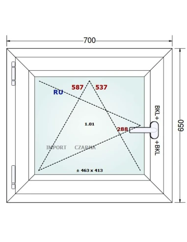 Kunststofffenster PVC Fenster 70x65 cm DREH/KIPP Gealan S 9000