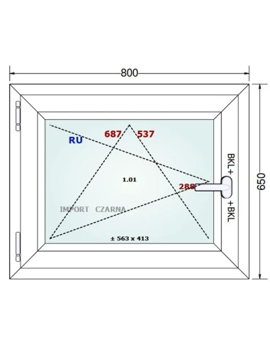 Kunststofffenster PVC Fenster 80x65 cm DREH/KIPP Gealan S 9000