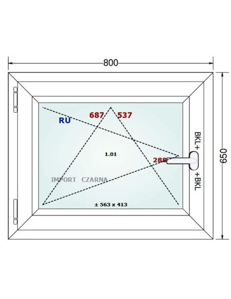 Kunststofffenster PVC Fenster 80x65 cm DREH/KIPP Gealan S 9000