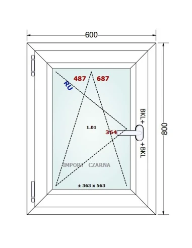 Kunststofffenster PVC Fenster 60x80 cm DREH/KIPP Gealan S 9000