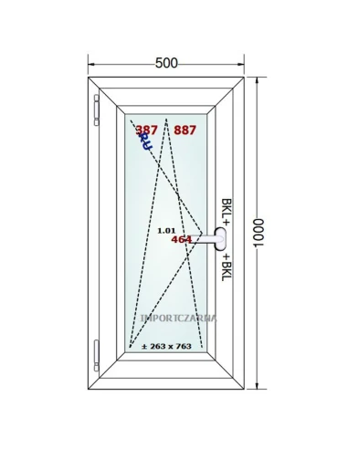 Kunststofffenster PVC Fenster 50x100 cm DREH/KIPP Gealan S 9000