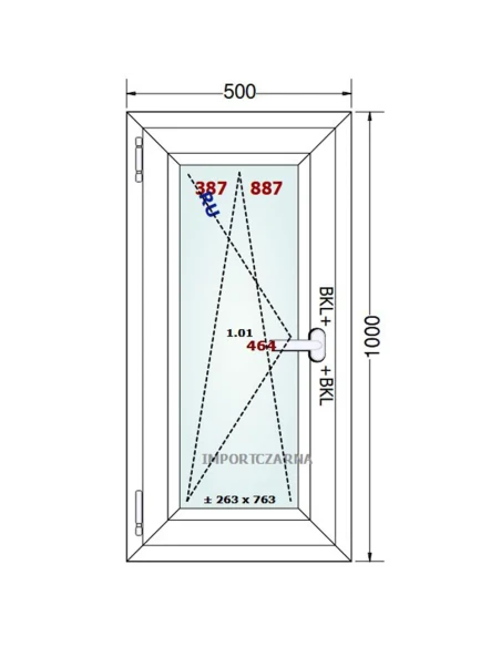 Kunststofffenster PVC Fenster 50x100 cm DREH/KIPP Gealan S 9000