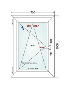 Kunststofffenster PVC Fenster 70x100 cm DREH/KIPP Gealan S 9000 2