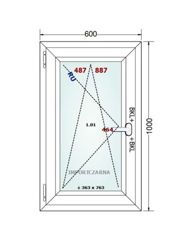 Kunststofffenster PVC Fenster 60x100 cm DREH/KIPP Gealan S 9000