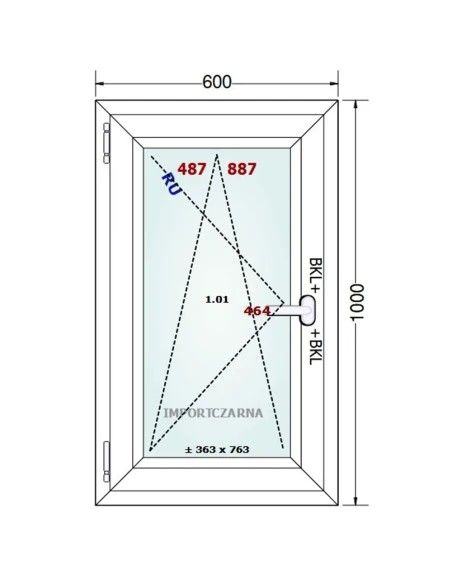 Kunststofffenster PVC Fenster 60x100 cm DREH/KIPP Gealan S 9000