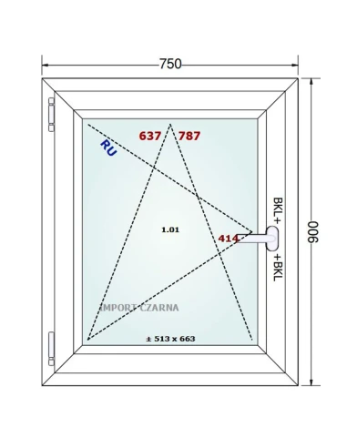 Kunststofffenster PVC Fenster 75x90 cm DREH/KIPP Gealan S 9000