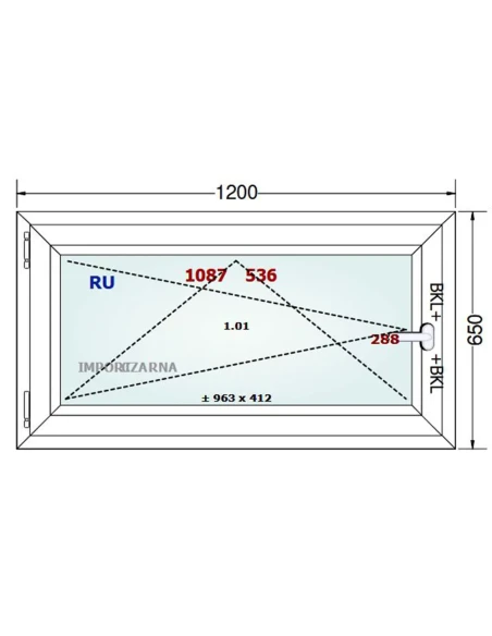 Kunststofffenster PVC Fenster 120x65 cm DREH/KIPP Gealan S 9000