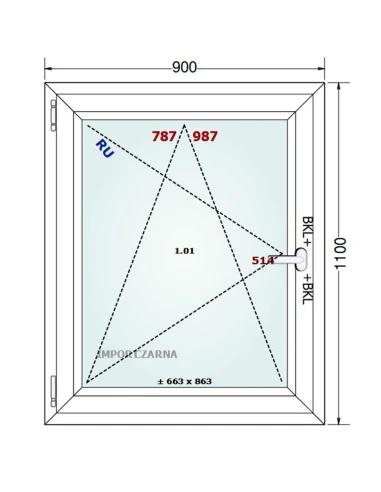 Kunststofffenster PVC Fenster 90x110 cm DREH/KIPP Gealan S 9000