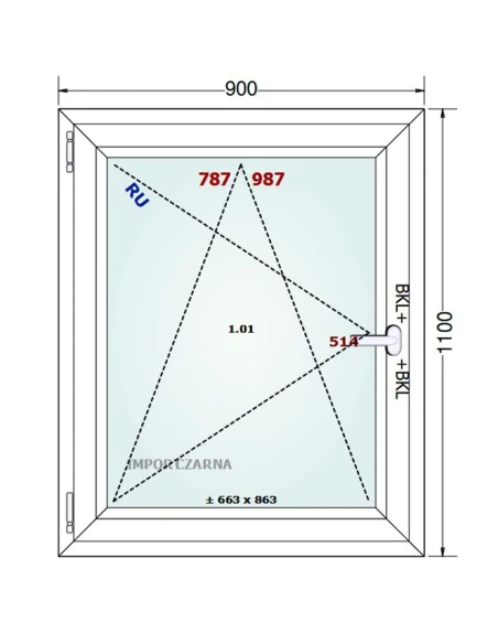 Kunststofffenster PVC Fenster 90x110 cm DREH/KIPP Gealan S 9000