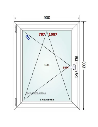 Kunststofffenster PVC Fenster 90x120 cm DREH/KIPP Gealan S 9000