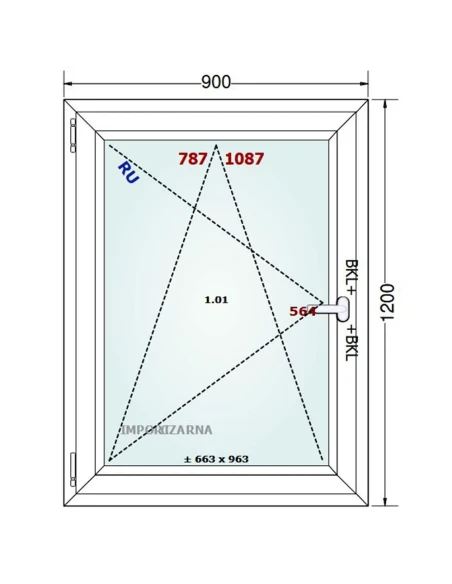 Kunststofffenster PVC Fenster 90x120 cm DREH/KIPP Gealan S 9000