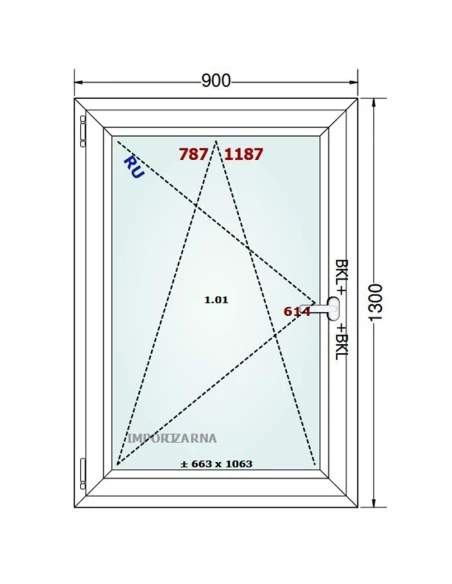 Kunststofffenster PVC Fenster 90x130 cm DREH/KIPP Gealan S 9000