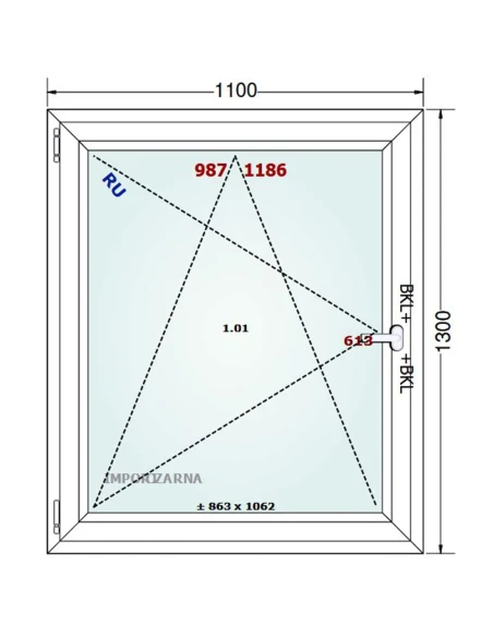 Kunststofffenster PVC Fenster 110x130 cm DREH/KIPP Gealan S 9000
