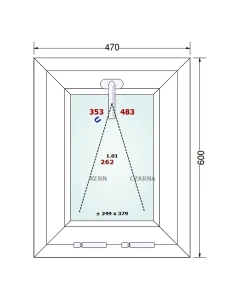 Kunststofffenster PVC Fenster 47x60 cm KIPP Gealan Linear 2