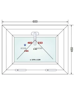 Kunststofffenster PVC Fenster 60x45 cm KIPP Gealan Linear 2