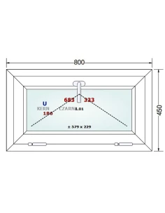 Kunststofffenster PVC Fenster 80x45 cm KIPP Gealan Linear 2