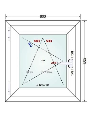 Kunststofffenster PVC Fenster 60x65 cm DREH/KIPP Gealan Linear