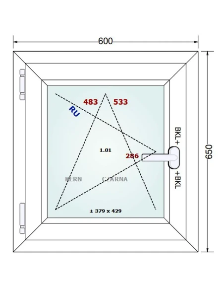 Kunststofffenster PVC Fenster 60x65 cm DREH/KIPP Gealan Linear