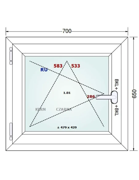Kunststofffenster PVC Fenster 70x65 cm DREH/KIPP Gealan Linear
