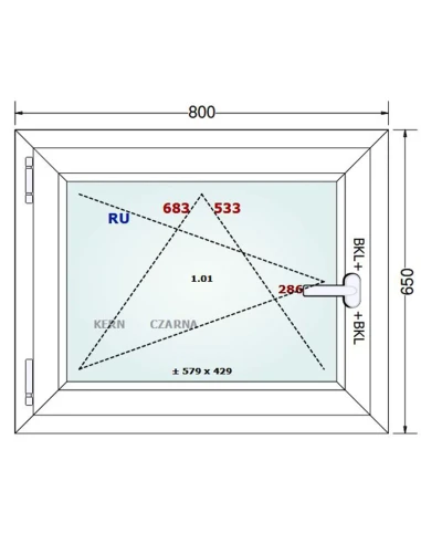 Kunststofffenster PVC Fenster 80x65 cm DREH/KIPP Gealan Linear