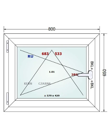Kunststofffenster PVC Fenster 80x65 cm DREH/KIPP Gealan Linear