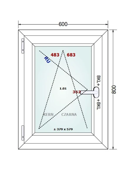 Kunststofffenster PVC Fenster 60x80 cm DREH/KIPP Gealan Linear