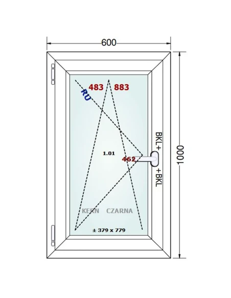 Kunststofffenster PVC Fenster 60x100 cm DREH/KIPP Gealan Linear