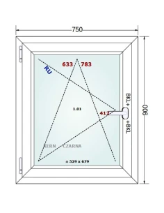 Kunststofffenster PVC Fenster 75x90 cm DREH/KIPP Gealan Linear 2