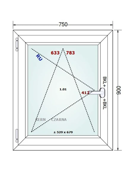 Kunststofffenster PVC Fenster 75x90 cm DREH/KIPP Gealan Linear
