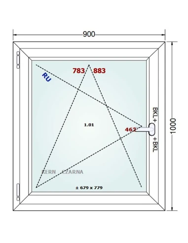 Kunststofffenster PVC Fenster 90x100 cm DREH/KIPP Gealan Linear