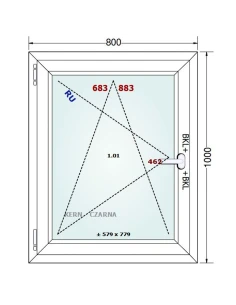 Kunststofffenster PVC Fenster 80x100 cm DREH/KIPP Gealan Linear 2