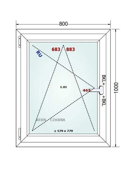Kunststofffenster PVC Fenster 80x100 cm DREH/KIPP Gealan Linear
