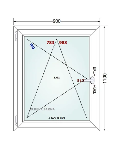 Kunststofffenster PVC Fenster 90x110 cm DREH/KIPP Gealan Linear