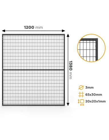 Drehtür für das Maschinenschutzgitter 1380 x 1200 mm