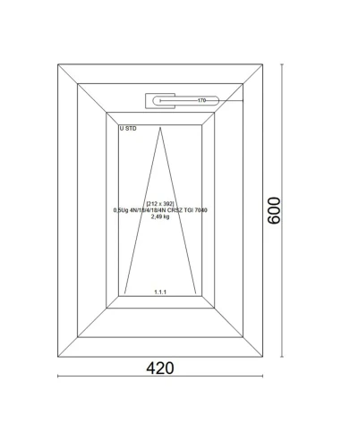 Kunststofffenster PVC Fenster 42x60 cm KIPP Veka Softline 82 MD