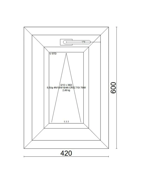 Kunststofffenster PVC Fenster 42x60 cm KIPP Veka Softline 82 MD