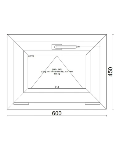 Kunststofffenster PVC Fenster 60x45 cm KIPP Veka Softline 82 MD