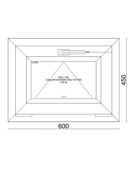 Kunststofffenster PVC Fenster 60x45 cm KIPP Veka Softline 82 MD