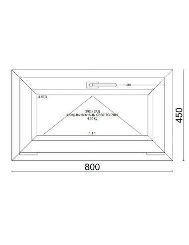 Kunststofffenster PVC Fenster 80x45 cm KIPP Veka Softline 82 MD