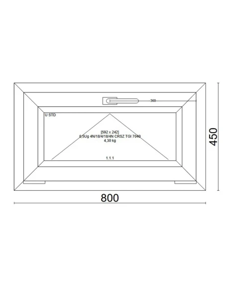 Kunststofffenster PVC Fenster 80x45 cm KIPP Veka Softline 82 MD