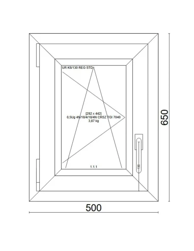Kunststofffenster PVC Fenster 50x65 cm DREH/KIPP Veka Softline 82 MD