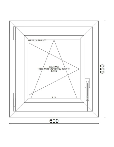 Kunststofffenster PVC Fenster 60x65 cm DREH/KIPP Veka Softline 82 MD