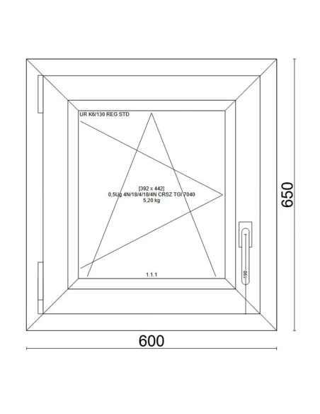 Kunststofffenster PVC Fenster 60x65 cm DREH/KIPP Veka Softline 82 MD