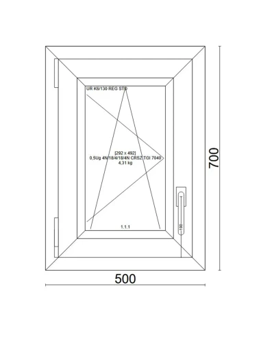 Kunststofffenster PVC Fenster 50x70 cm DREH/KIPP Veka Softline 82 MD